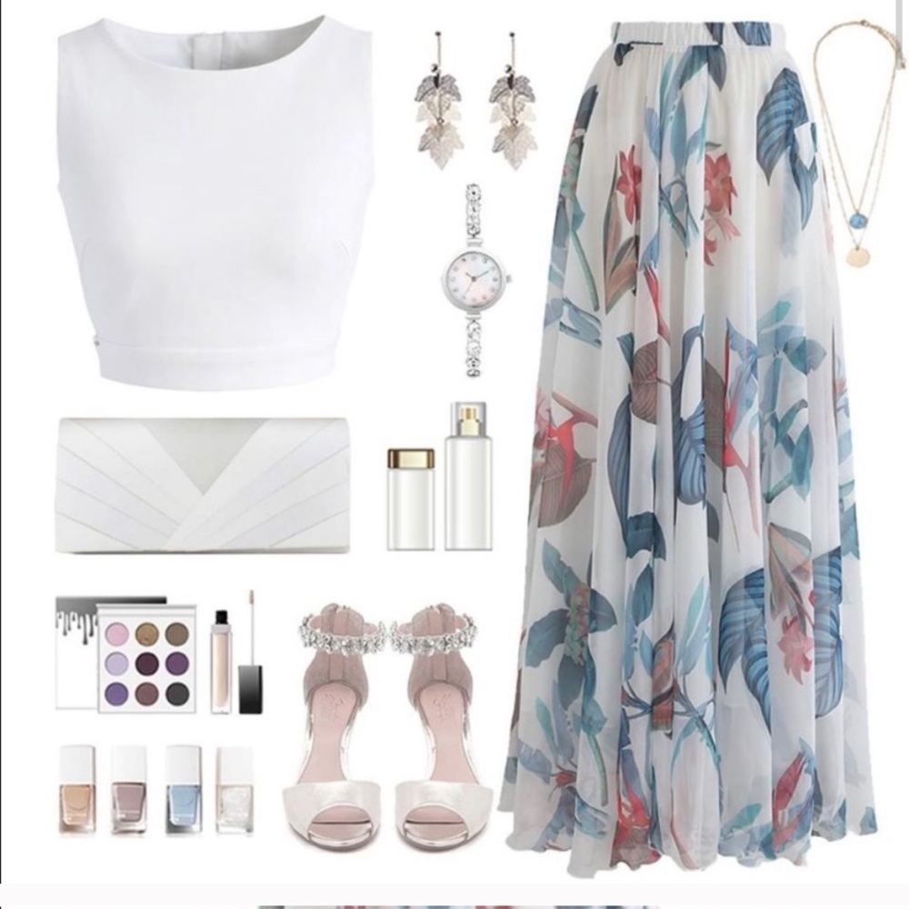 Chicwish watercolor maxi skirt